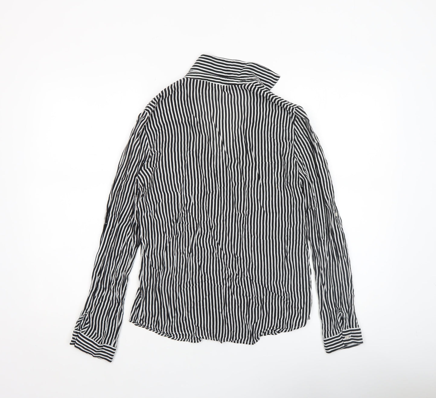 Womens UK Size S Zara Black Basic Button-Up