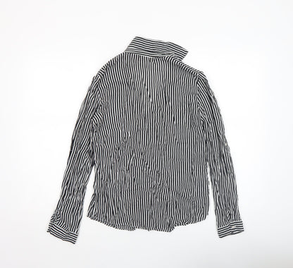 Womens UK Size S Zara Black Basic Button-Up