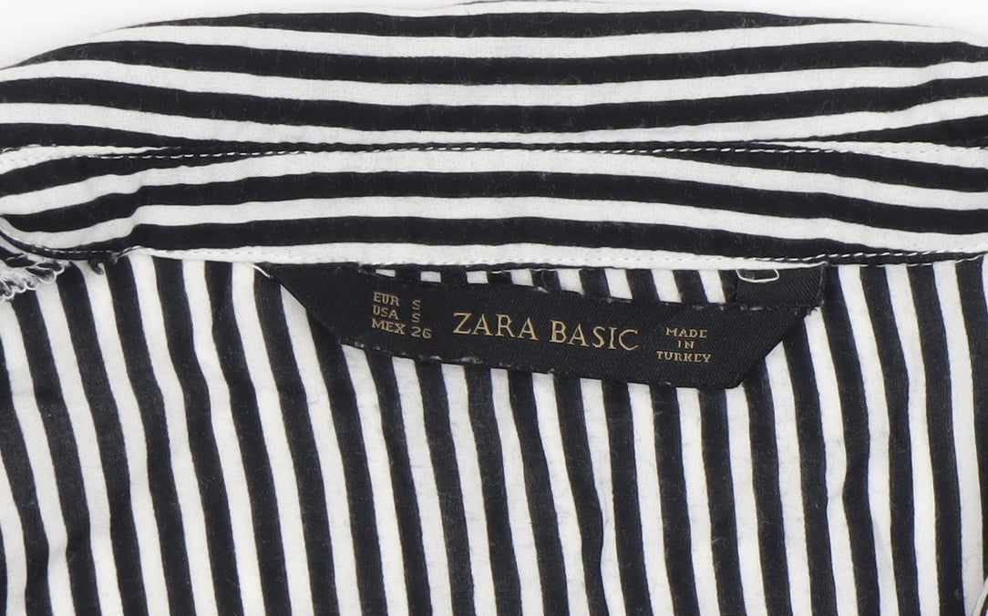 Womens UK Size S Zara Black Basic Button-Up
