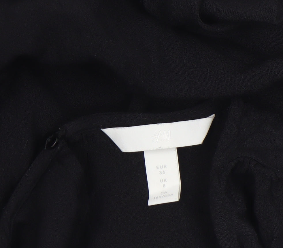 Womens UK Size 8 H&M Black Basic Blouse