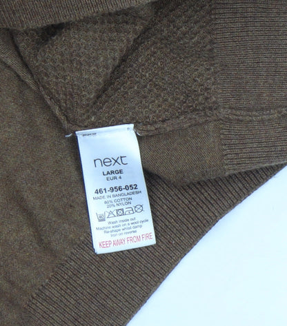 Mens UK Size L NEXT Brown Pullover Jumper