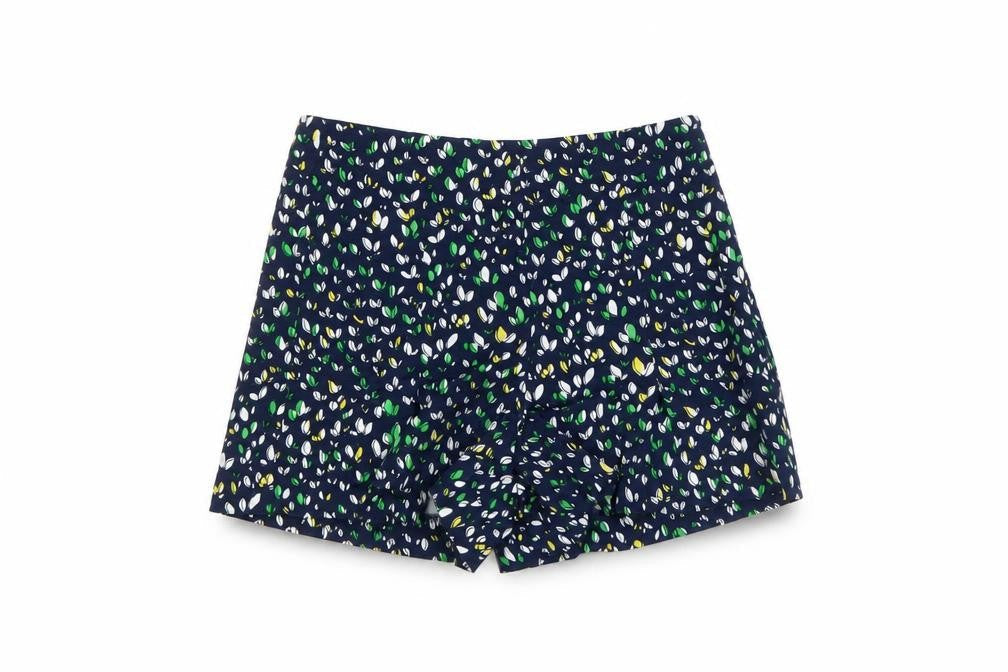 Zara Women Blue Floral Print Chino Shorts XS