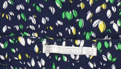 Zara Women Blue Floral Print Chino Shorts XS