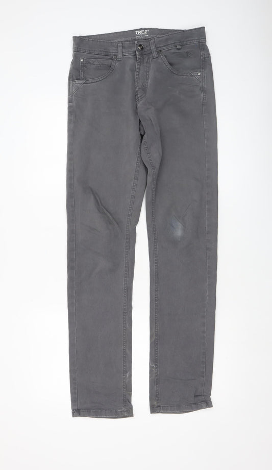 Mens UK Size 30 TREZ Denim Regular Fit Straight Grey Jeans