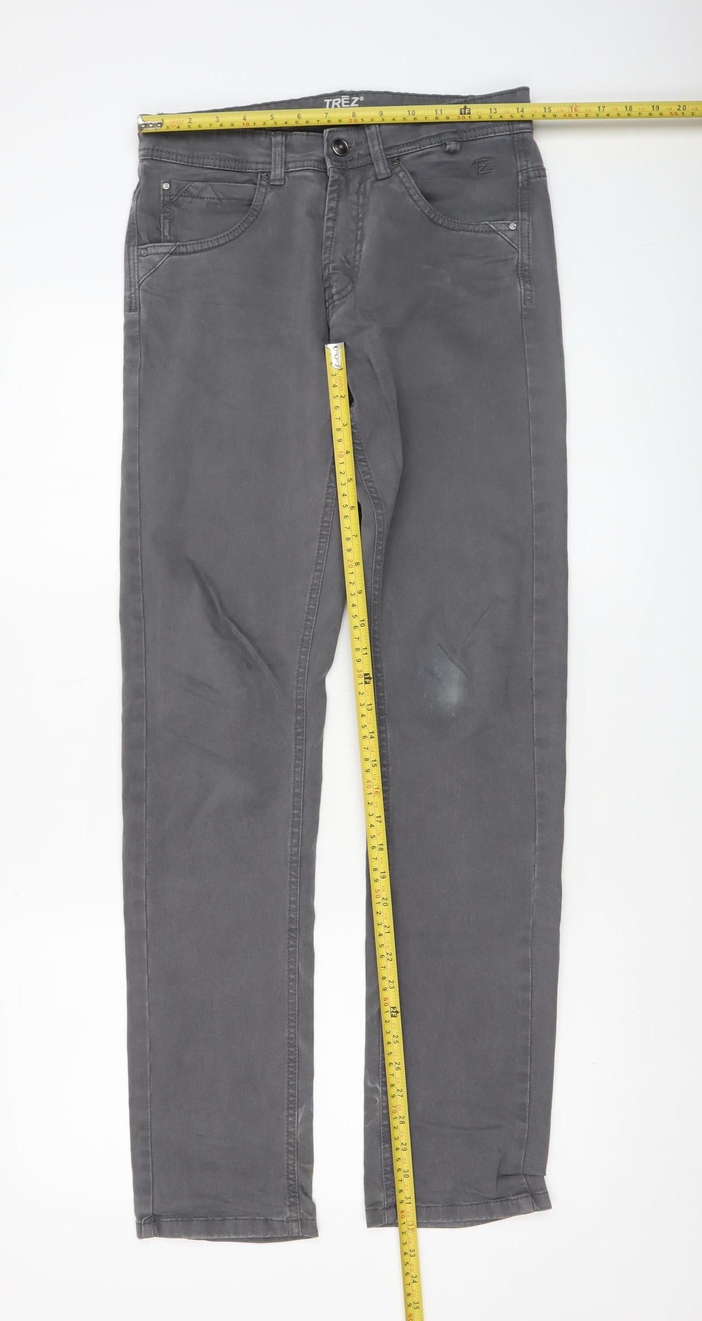 Mens UK Size 30 TREZ Denim Regular Fit Straight Grey Jeans