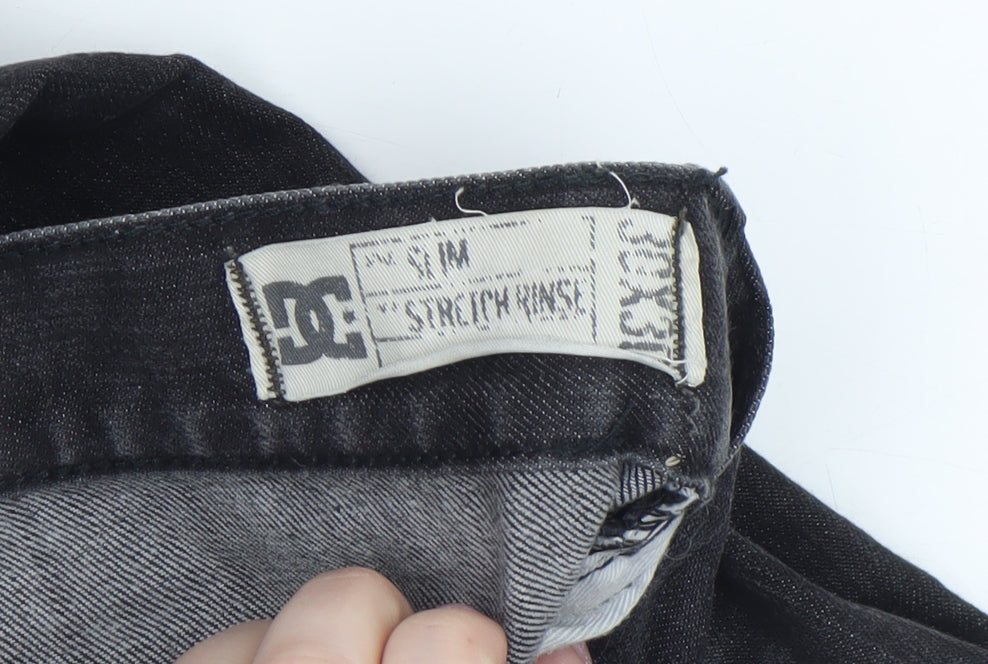 Mens UK Size M DC Slim Fit Straight Black Jeans