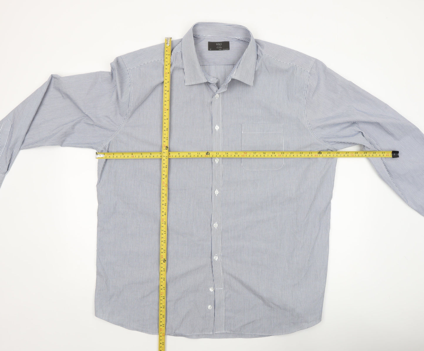 Mens UK Collar Size 19 Marks and Spencer Smart Blue  Dress Shirt