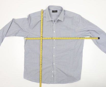 Mens UK Collar Size 19 Marks and Spencer Smart Blue  Dress Shirt