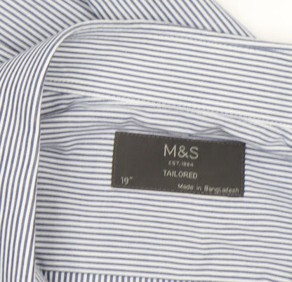 Mens UK Collar Size 19 Marks and Spencer Smart Blue  Dress Shirt