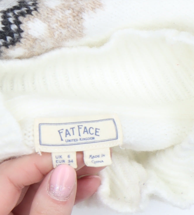 Womens UK Size 6 Fat Face White Pullover Jumper