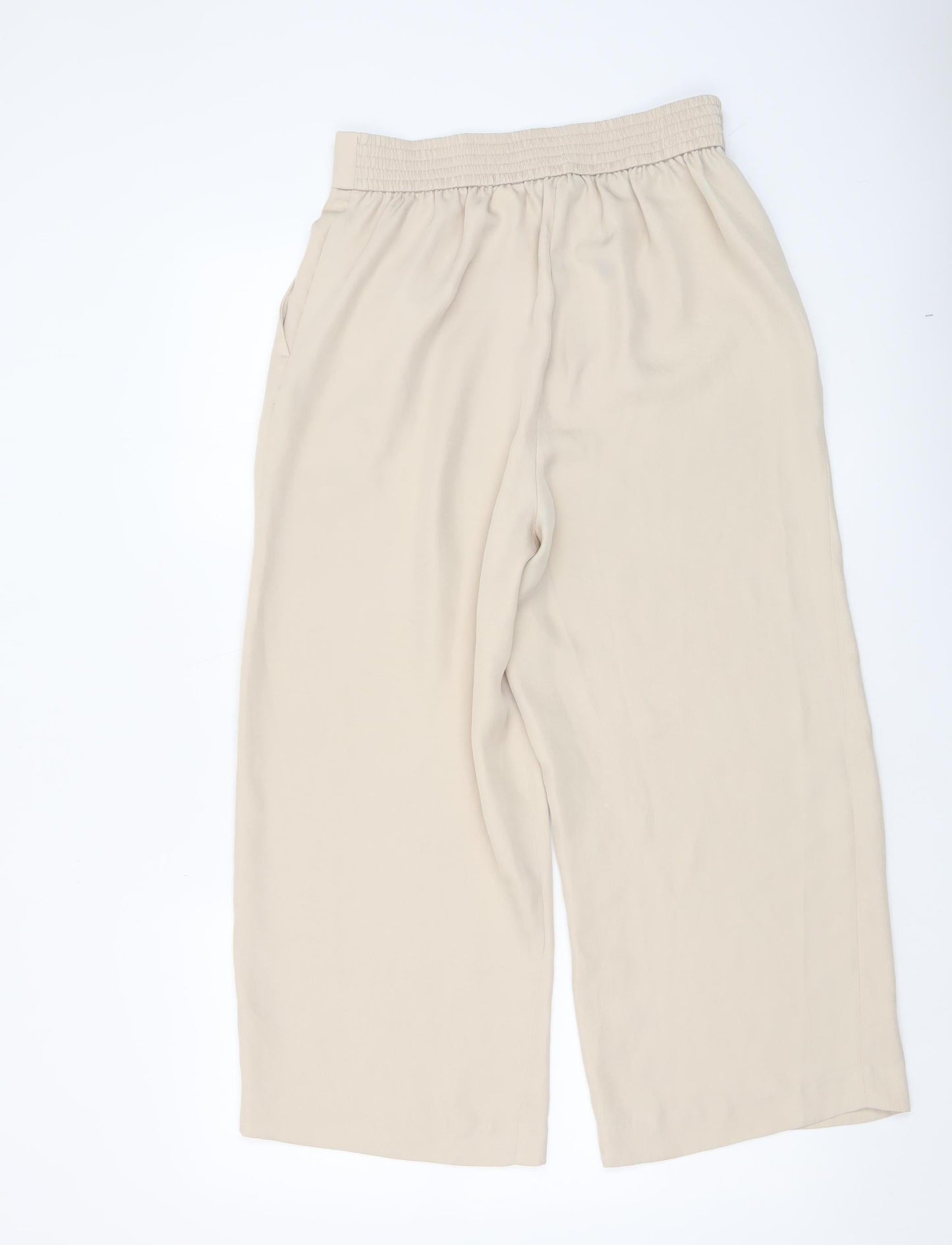 Womens UK Size S H&M Relaxed Fit Cropped Beige Trousers