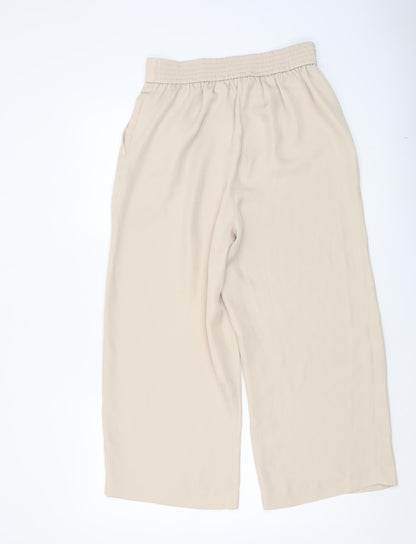 Womens UK Size S H&M Relaxed Fit Cropped Beige Trousers