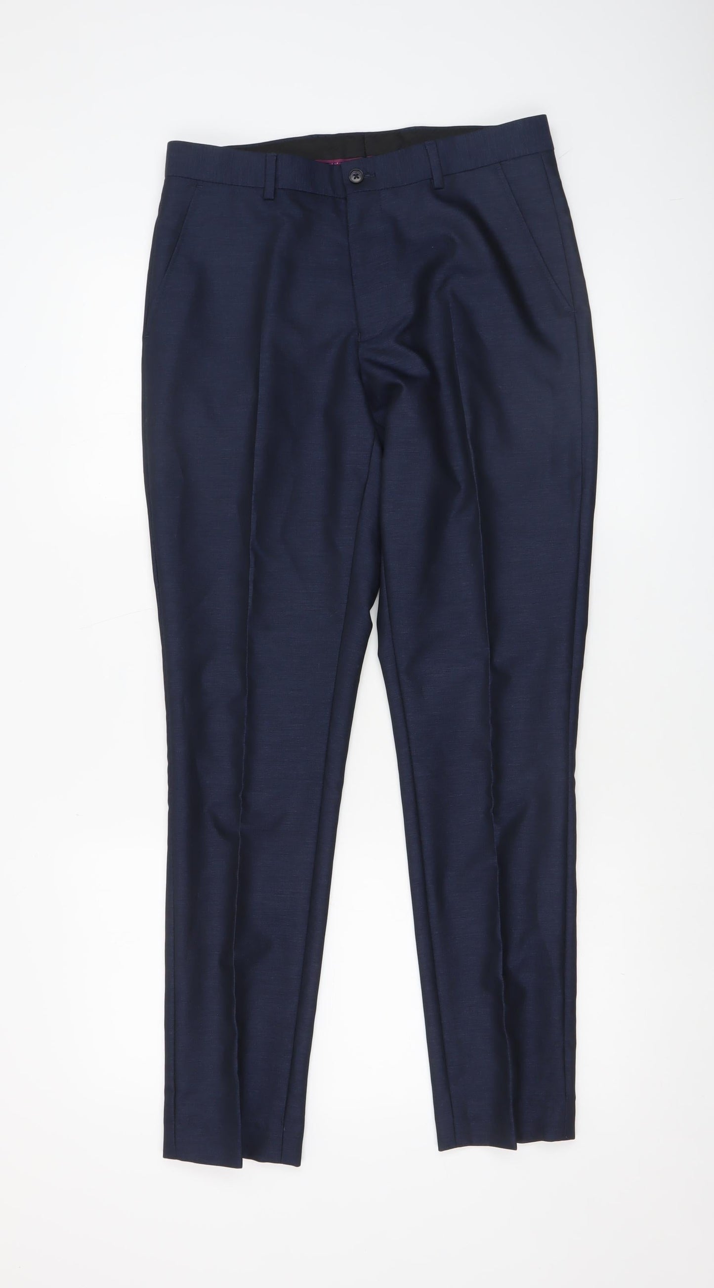 Mens UK Size 30R Taylor & Wright Regular Fit Dress Pants Blue Trousers