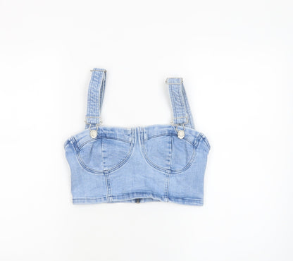 Womens UK Size 8 Bershka Blue Cropped Tank