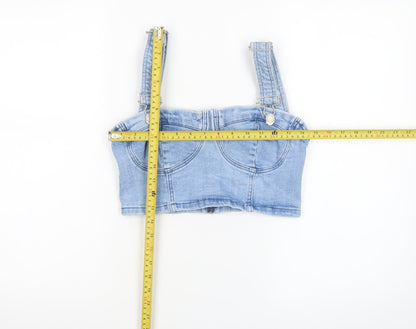 Womens UK Size 8 Bershka Blue Cropped Tank