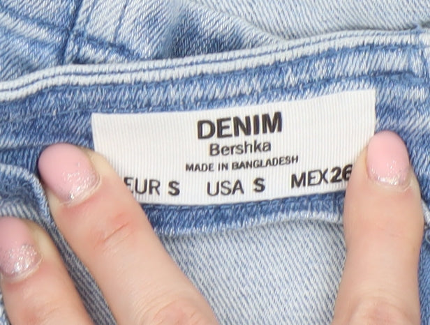 Womens UK Size 8 Bershka Blue Cropped Tank