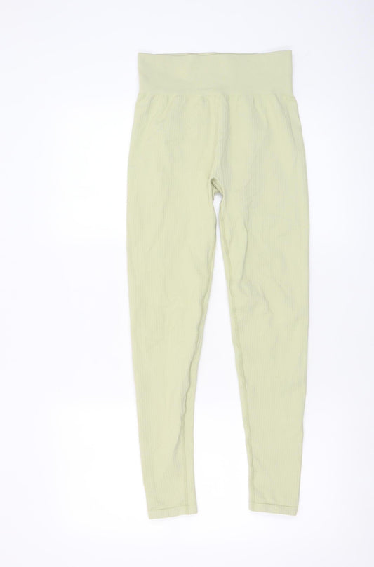 Womens UK Size S H&M Slim Fit Leggings Green Leggings