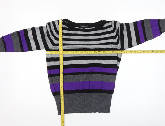 Debenhams Collection Women's Black Grey Purple Striped Jumper Size 12