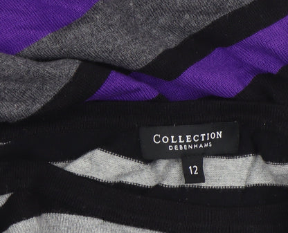 Debenhams Collection Women's Black Grey Purple Striped Jumper Size 12