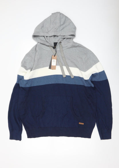 Bench Men’s Multicoloured 2XL Hooded Striped Pullover Jumper