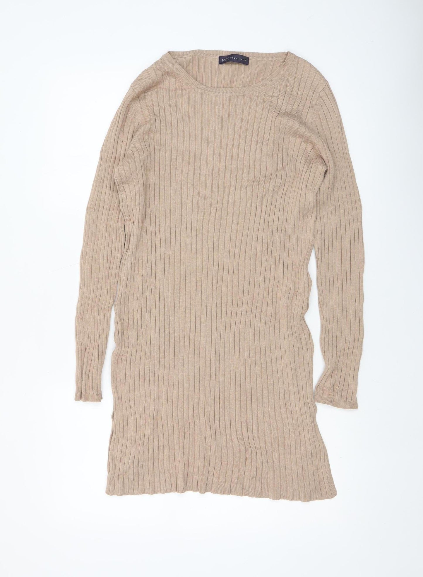 Womens UK Size 10 Marks and Spencer Beige Tunic Jumper