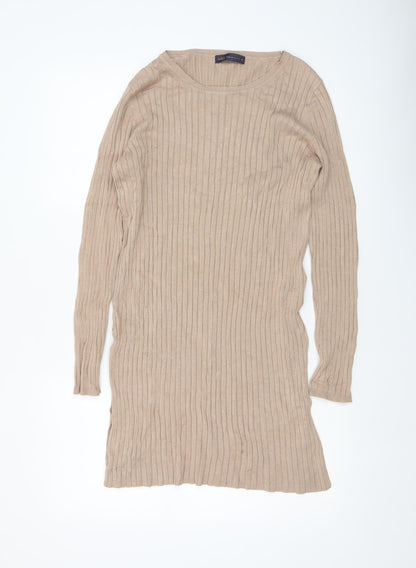 Womens UK Size 10 Marks and Spencer Beige Tunic Jumper