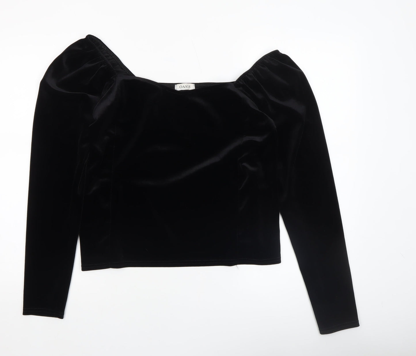 Womens UK Size L Oasis Black Cropped Blouse