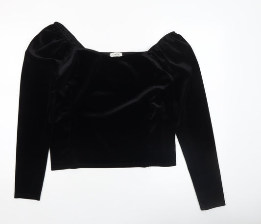 Womens UK Size L Oasis Black Cropped Blouse