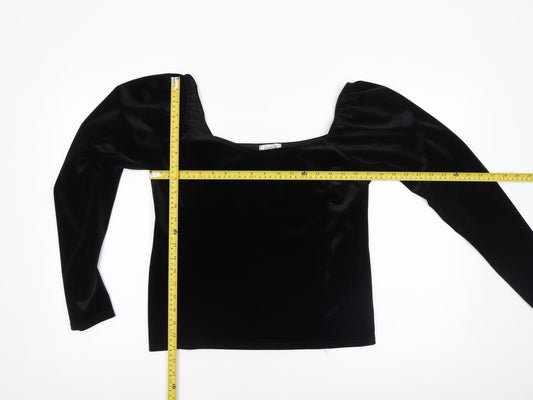Womens UK Size L Oasis Black Cropped Blouse