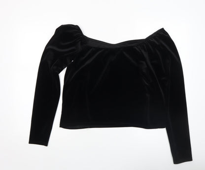 Womens UK Size L Oasis Black Cropped Blouse
