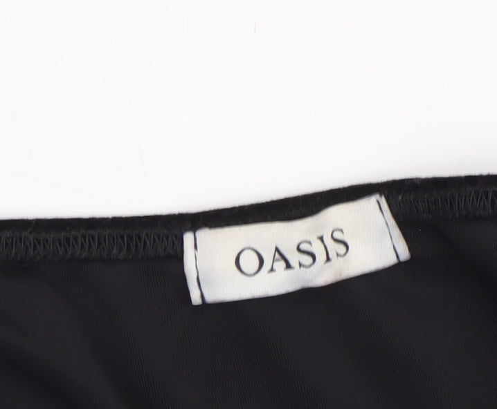 Womens UK Size L Oasis Black Cropped Blouse