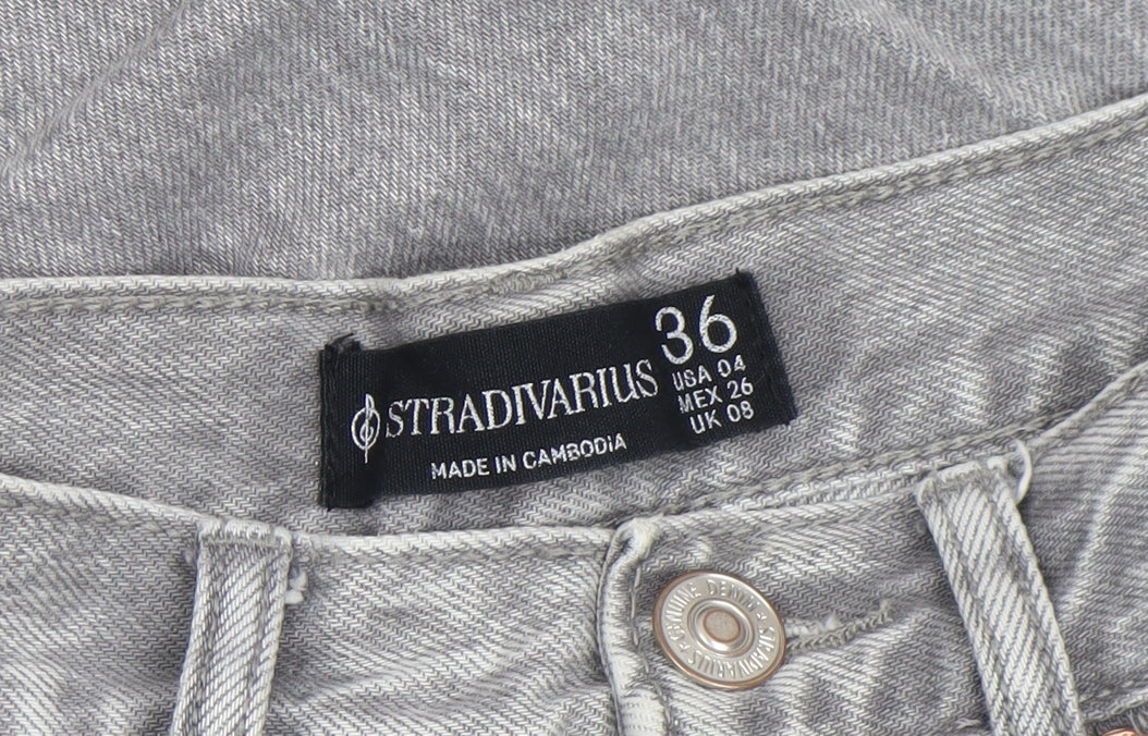 Womens UK Size 8 Stradivarius Regular Fit Straight Grey Jeans