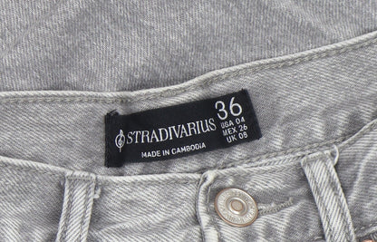 Womens UK Size 8 Stradivarius Regular Fit Straight Grey Jeans
