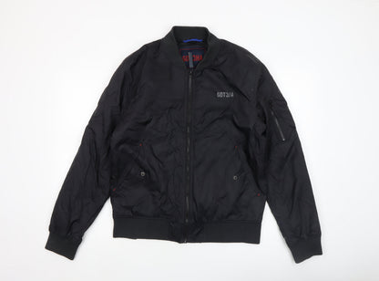 Gotcha Men's Black Bomber Jacket M Regular Nylon Zip-Up Lined