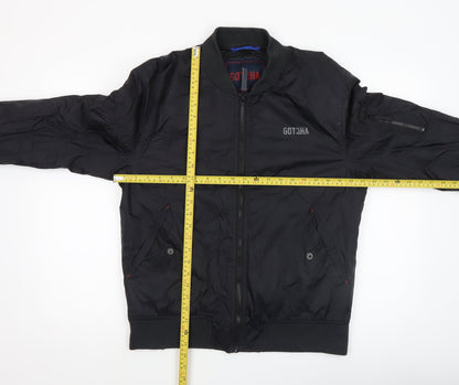 Gotcha Men's Black Bomber Jacket M Regular Nylon Zip-Up Lined