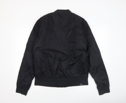 Gotcha Men's Black Bomber Jacket M Regular Nylon Zip-Up Lined