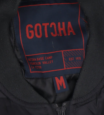Gotcha Men's Black Bomber Jacket M Regular Nylon Zip-Up Lined