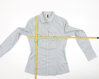 Benetton Women’s Grey Button-Up Long Sleeve Shirt Size 8