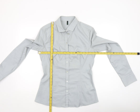 Benetton Women’s Grey Button-Up Long Sleeve Shirt Size 8