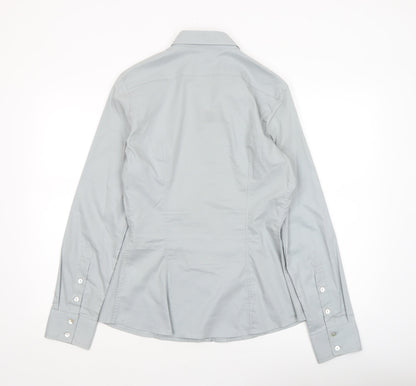 Benetton Women’s Grey Button-Up Long Sleeve Shirt Size 8