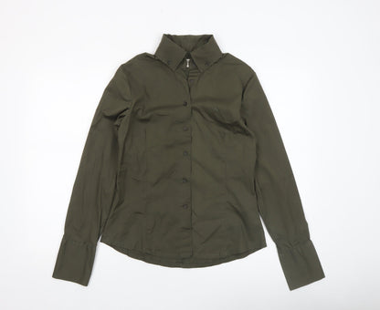 Womens UK Size 12 Xdye Green Basic Button-Up