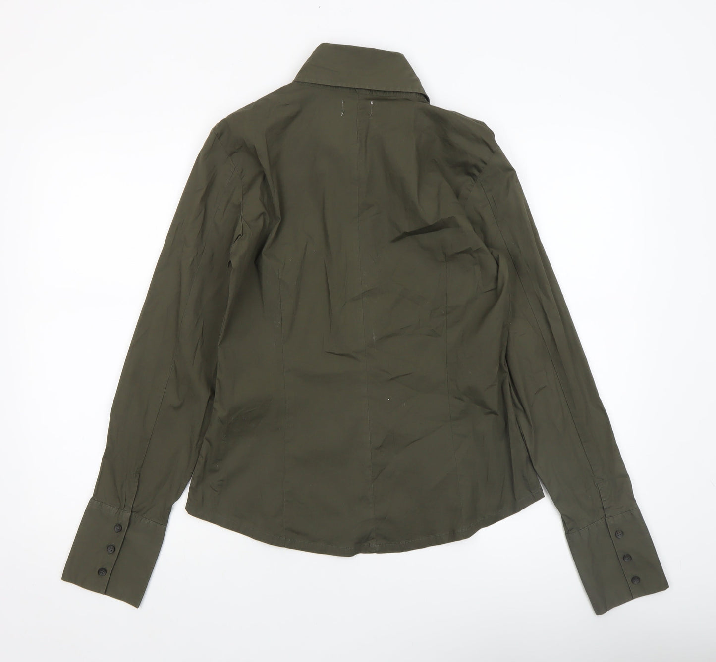 Womens UK Size 12 Xdye Green Basic Button-Up