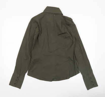 Womens UK Size 12 Xdye Green Basic Button-Up