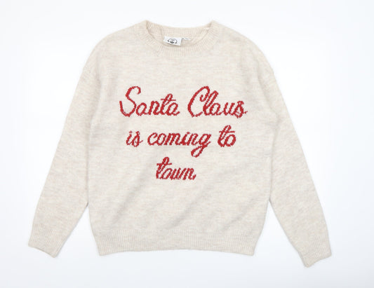 Womens UK Size 2XS Lyrics by Ink Beige Pullover Jumper