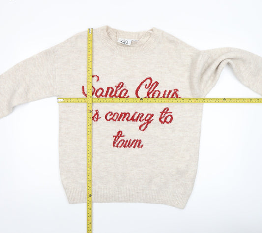 Womens UK Size 2XS Lyrics by Ink Beige Pullover Jumper