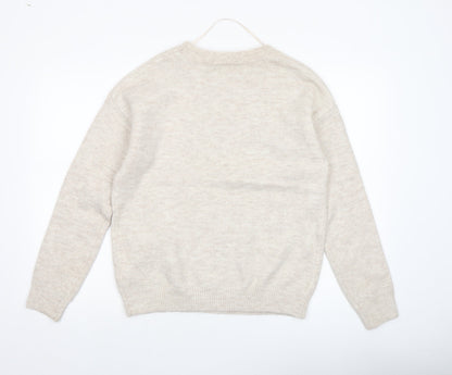 Womens UK Size 2XS Lyrics by Ink Beige Pullover Jumper