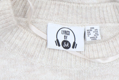 Womens UK Size 2XS Lyrics by Ink Beige Pullover Jumper