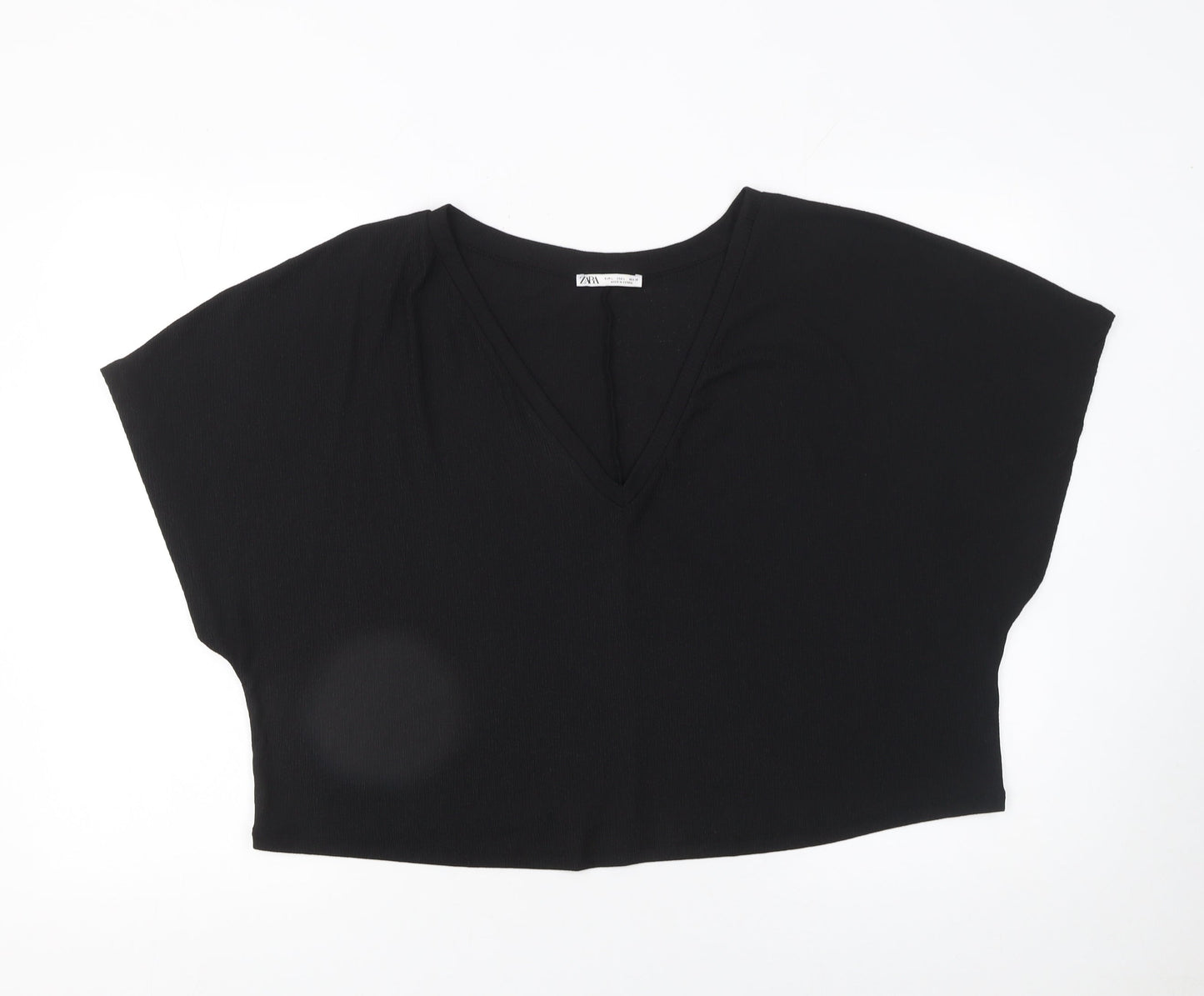 Womens UK Size L Zara Black Cropped T-Shirt