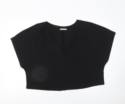 Womens UK Size L Zara Black Cropped T-Shirt