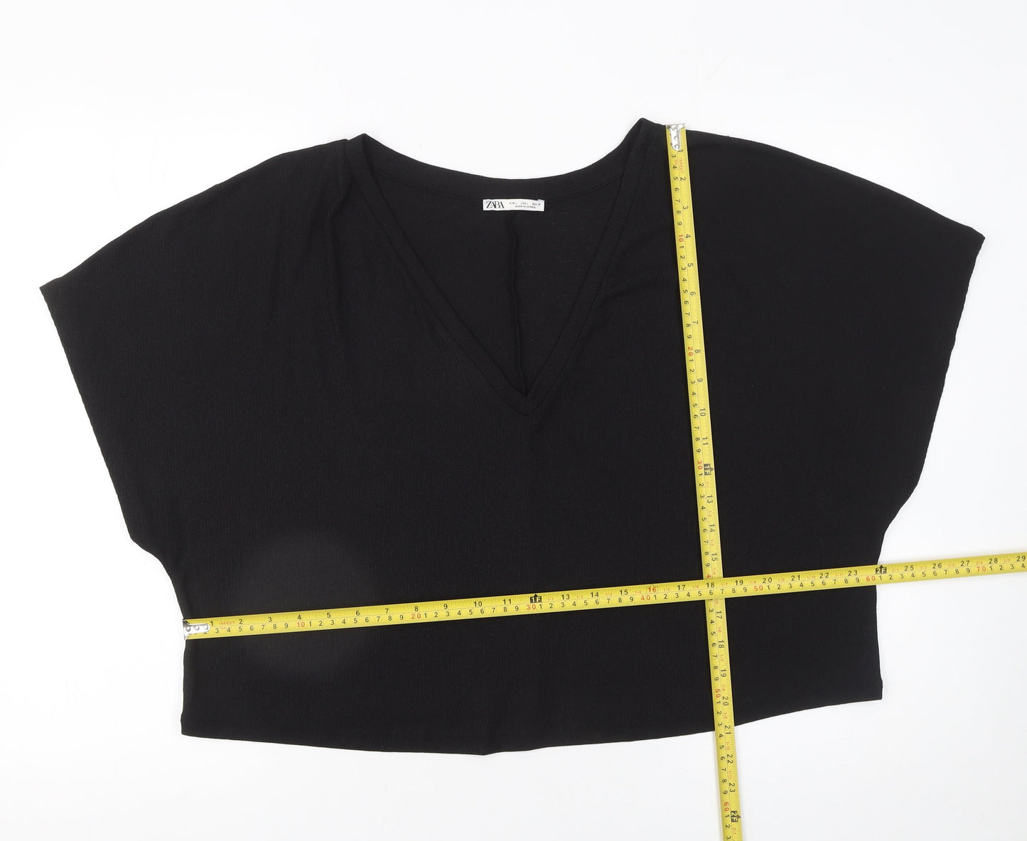 Womens UK Size L Zara Black Cropped T-Shirt